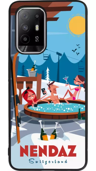Coque OPPO F19 Pro+ - Silicone rigide noir Nendaz Mountain Jacuzzi