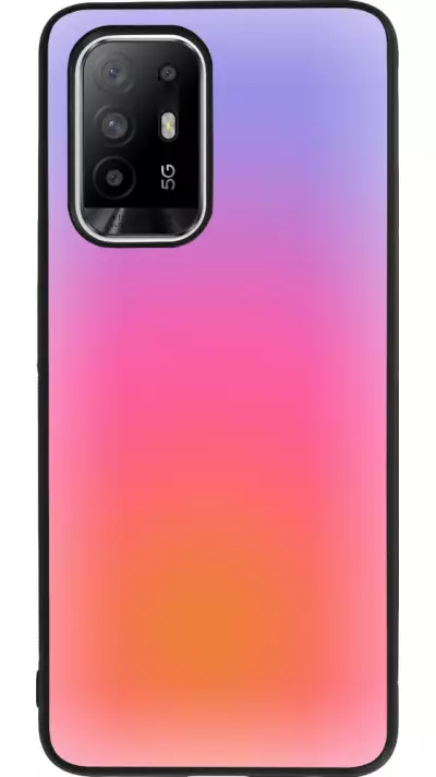 Coque OPPO F19 Pro+ - Silicone rigide noir Orange Pink Blue Gradient
