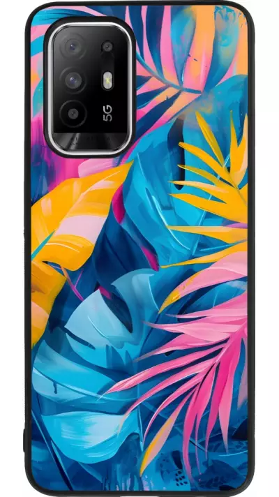 Coque OPPO F19 Pro+ - Silicone rigide noir Palms Blue