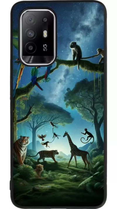 Coque OPPO F19 Pro+ - Silicone rigide noir Paradis des animaux exotiques