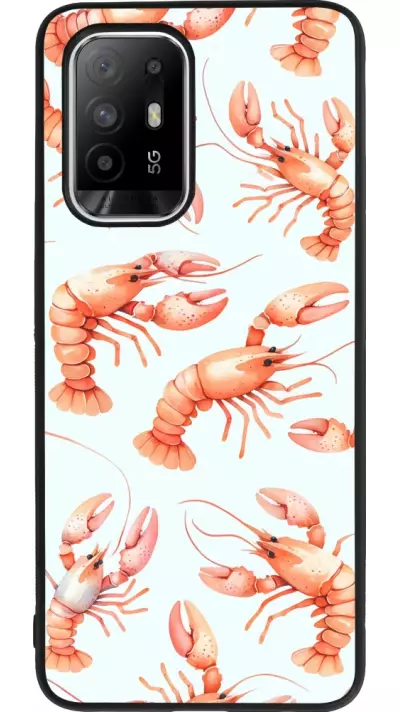 Coque OPPO F19 Pro+ - Silicone rigide noir Pattern de homards pastels