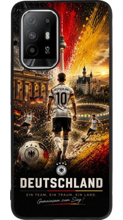 Coque OPPO F19 Pro+ - Silicone rigide noir Football Allemagne splash 2026