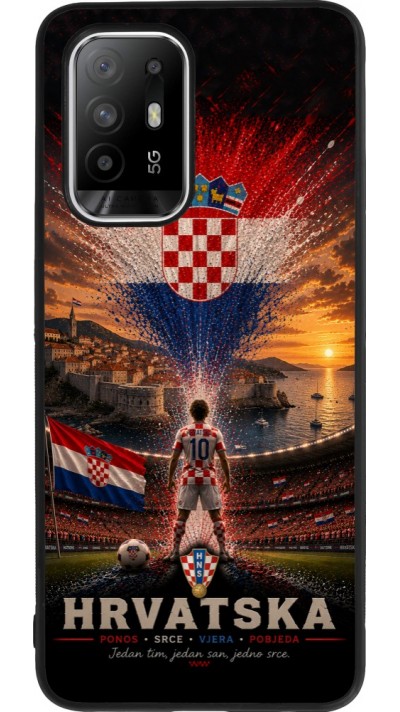 Coque OPPO F19 Pro+ - Silicone rigide noir Football Croatie splash 2026