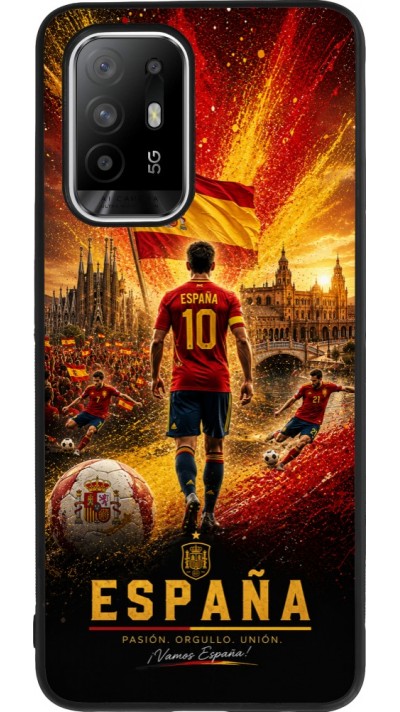 Coque OPPO F19 Pro+ - Silicone rigide noir Football Espagne splash 2026