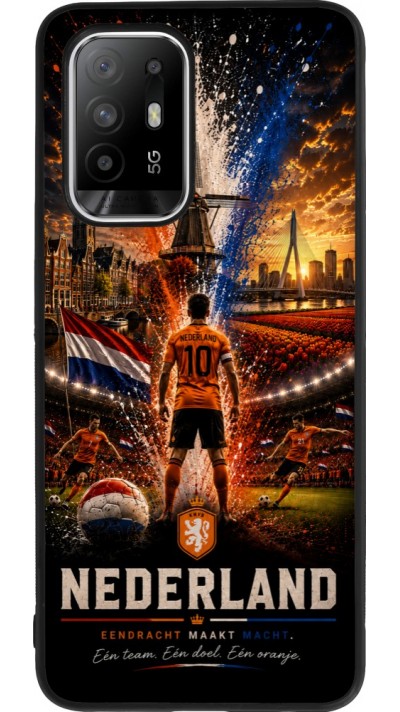 Coque OPPO F19 Pro+ - Silicone rigide noir Football Pays-Bas splash 2026