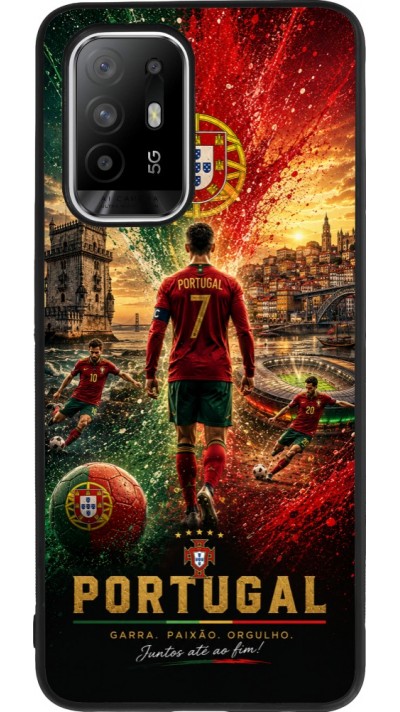 Coque OPPO F19 Pro+ - Silicone rigide noir Football Portugal splash 2026