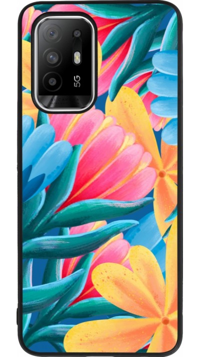 OPPO F19 Pro+ Case Hülle - Silikon schwarz Spring 23 colorful flowers