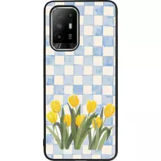 Coque OPPO F19 Pro+ - Silicone rigide noir Blue vichy tulips Spring 2026