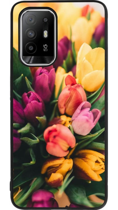 OPPO F19 Pro+ Case Hülle - Silikon schwarz Bouquet of tulips Spring 2026