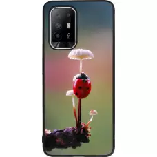 Coque OPPO F19 Pro+ - Silicone rigide noir Ladybird on a mushroom Spring 2026