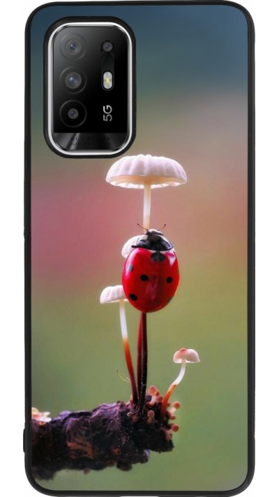 OPPO F19 Pro+ Case Hülle - Silikon schwarz Ladybird on a mushroom Spring 2026