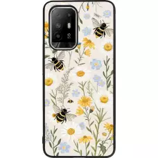 Coque OPPO F19 Pro+ - Silicone rigide noir Pattern bees Spring 2026