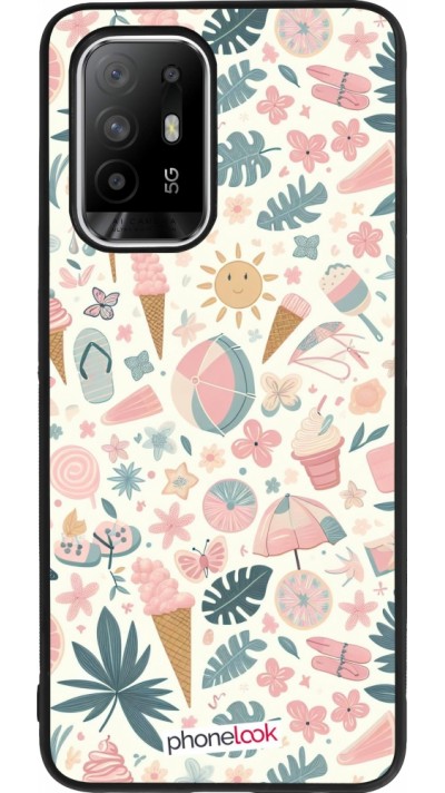 OPPO F19 Pro+ Case Hülle - Silikon schwarz Sommer Pink Muster