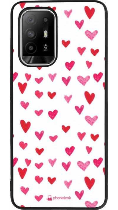 OPPO F19 Pro+ Case Hülle - Silikon schwarz Valentine 2022 Many pink hearts