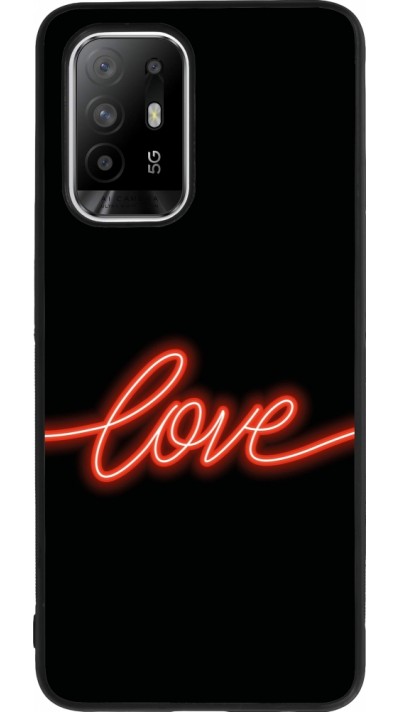 OPPO F19 Pro+ Case Hülle - Silikon schwarz Valentine 2023 neon love