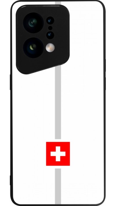 Coque OPPO Find X5 - Silicone rigide noir Canton CH blanc