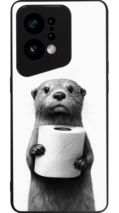 Coque OPPO Find X5 - Silicone rigide noir Loutre papier de toilette