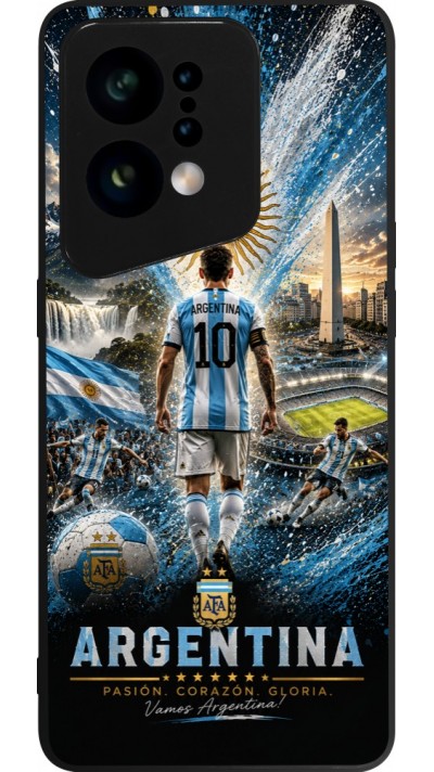 Coque OPPO Find X5 - Silicone rigide noir Football Argentine splash 2026
