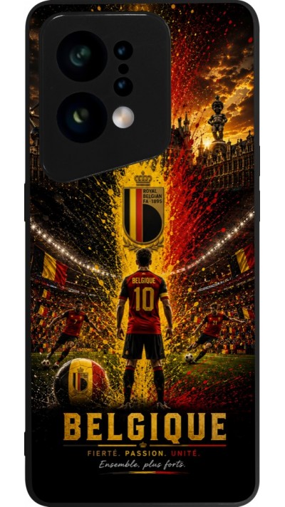 Coque OPPO Find X5 - Silicone rigide noir Football Belgique splash 2026