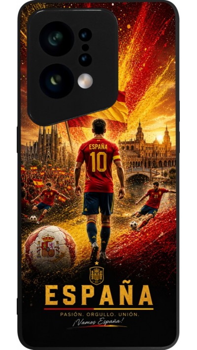 Coque OPPO Find X5 - Silicone rigide noir Football Espagne splash 2026