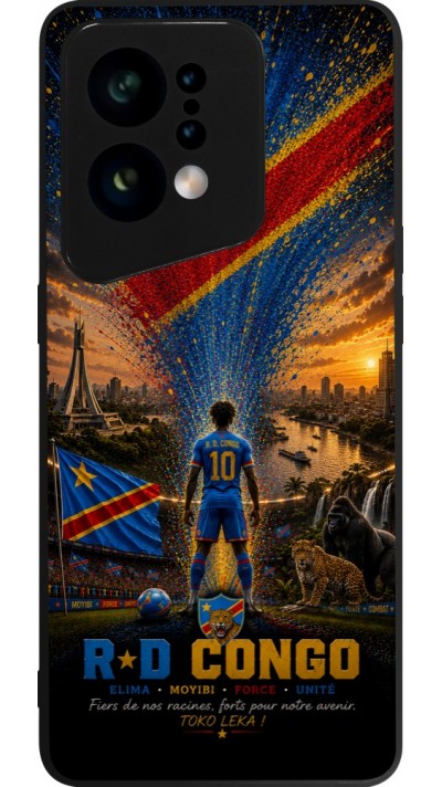 Coque OPPO Find X5 - Silicone rigide noir Football République démocratique du Congo splash 2026
