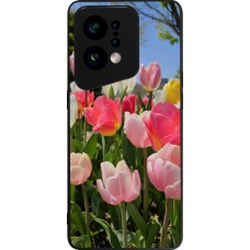 Coque OPPO Find X5 - Silicone rigide noir Tulips Spring 2026