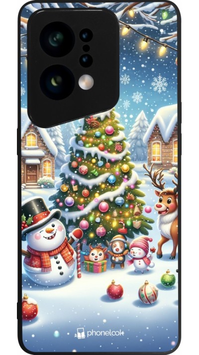 OPPO Find X5 Case Hülle - Silikon schwarz Weihnachten 2023 Schneemann und Tannenbaum OPPO Find X5 Case Hülle - Silikon schwarz Weihnachten 2023 Schneemann und Tannenbaum
