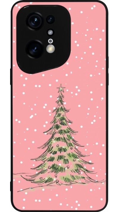 OPPO Find X5 Pro Case Hülle - Silikon schwarz Christmas 25 Pink Tree