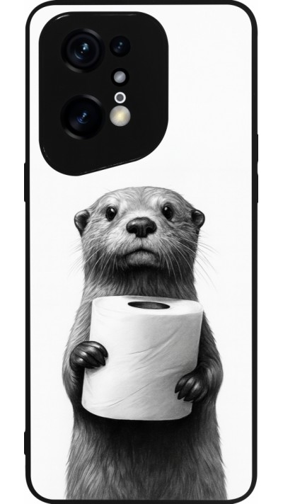 Coque OPPO Find X5 Pro - Silicone rigide noir Loutre papier de toilette