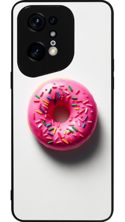 OPPO Find X5 Pro Case Hülle - Silikon schwarz Weisser Hintergrund, pinker Donut OPPO Find X5 Pro Case Hülle - Silikon schwarz Weisser Hintergrund, pinker Donut