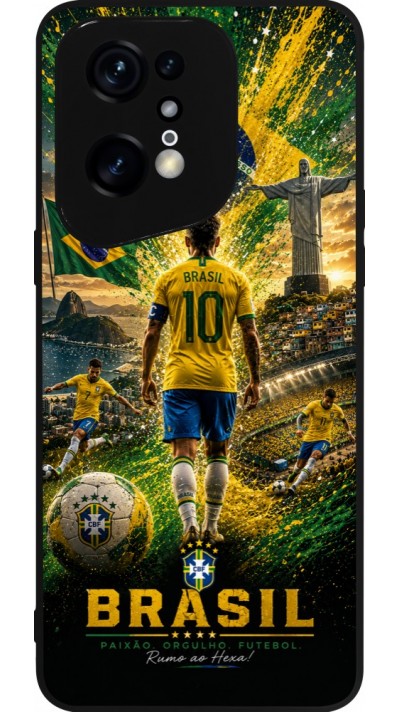 Coque OPPO Find X5 Pro - Silicone rigide noir Football Brésil splash 2026