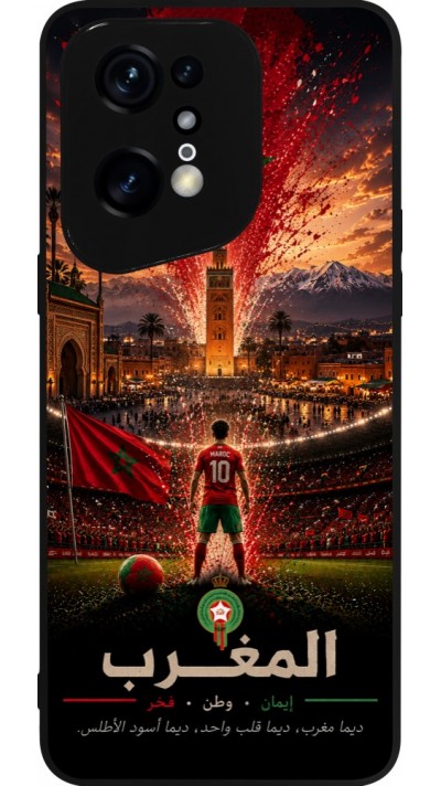 Coque OPPO Find X5 Pro - Silicone rigide noir Football Maroc splash 2026