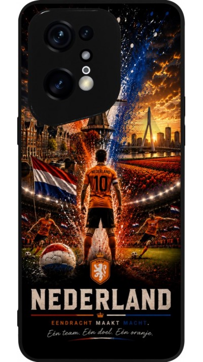 Coque OPPO Find X5 Pro - Silicone rigide noir Football Pays-Bas splash 2026