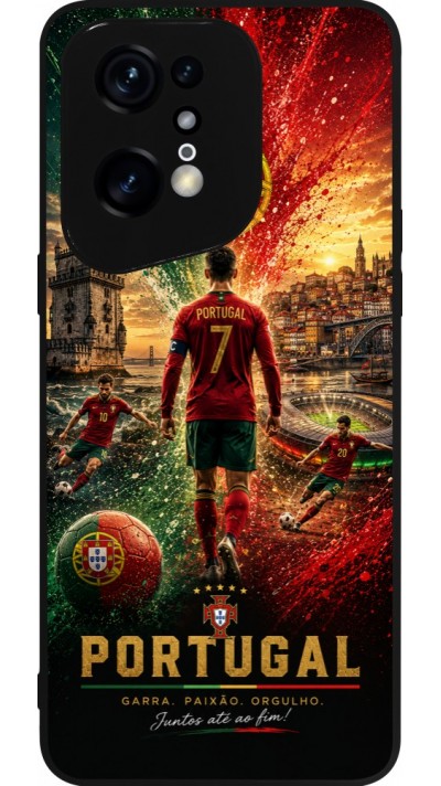 Coque OPPO Find X5 Pro - Silicone rigide noir Football Portugal splash 2026
