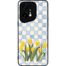 Coque OPPO Find X5 Pro - Silicone rigide noir Blue vichy tulips Spring 2026