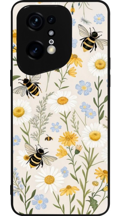 Coque OPPO Find X5 Pro - Silicone rigide noir Pattern bees Spring 2026