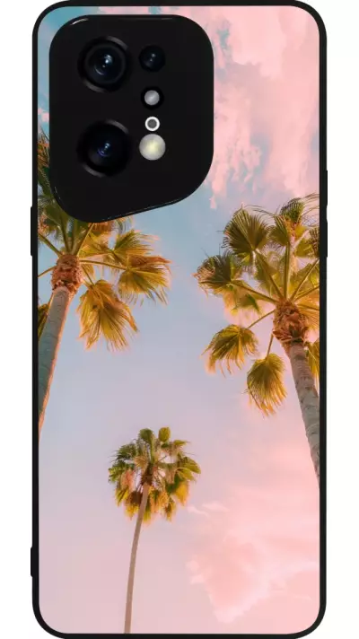 Coque OPPO Find X5 Pro - Silicone rigide noir Summer 2025 Palmiers