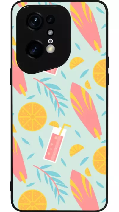 Coque OPPO Find X5 Pro - Silicone rigide noir Summer 2025 Pattern citron
