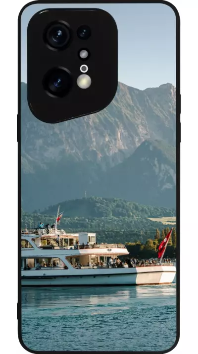 Coque OPPO Find X5 Pro - Silicone rigide noir Fête Nationale Suisse Bateau Leman
