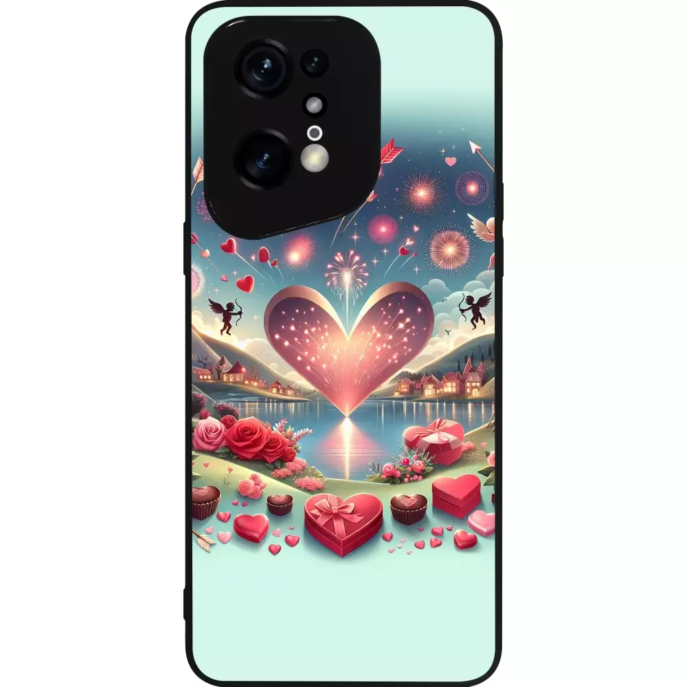 Coque OPPO Find X5 Pro - Silicone rigide noir Valentine 2025 Chic