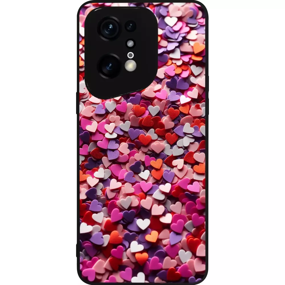 Coque OPPO Find X5 Pro - Silicone rigide noir Valentine 2025 Confetti