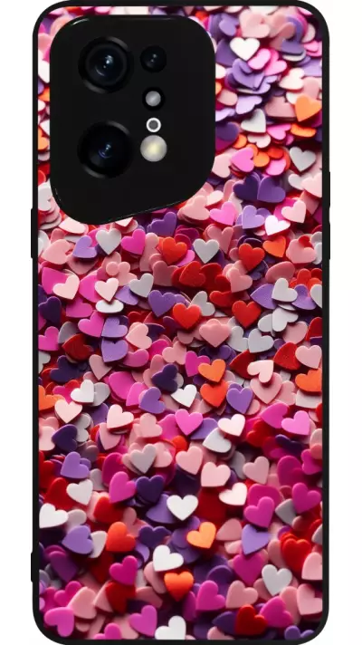 Coque OPPO Find X5 Pro - Silicone rigide noir Valentine 2025 Confetti
