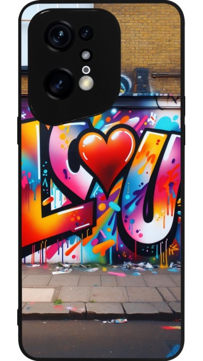 OPPO Find X5 Pro Case Hülle - Silikon schwarz Valentin 2025 Liebe U Tag