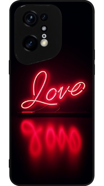 OPPO Find X5 Pro Case Hülle - Silikon schwarz Valentine 2025 Neon Liebe