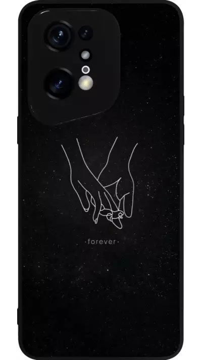 Coque OPPO Find X5 Pro - Silicone rigide noir Valentine 2023 hands forever
