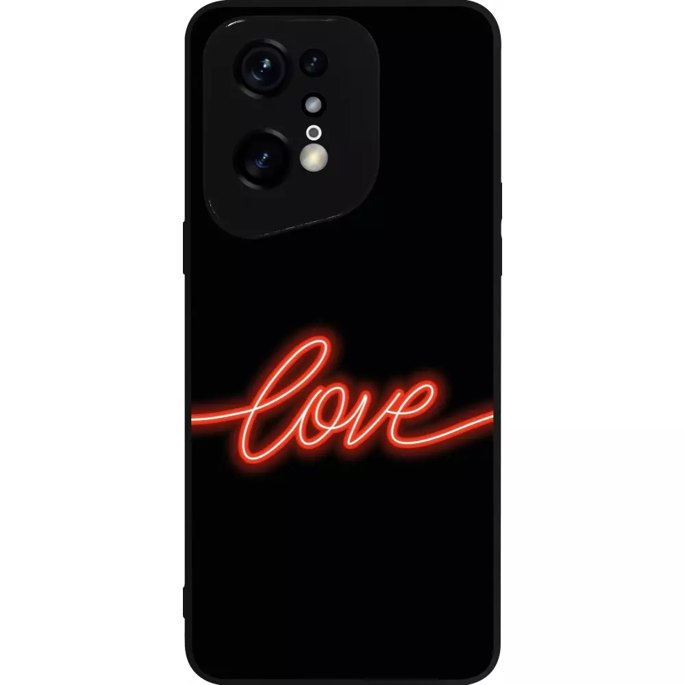 Coque OPPO Find X5 Pro - Silicone rigide noir Valentine 2023 neon love