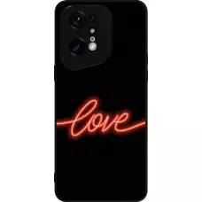 Coque OPPO Find X5 Pro - Silicone rigide noir Valentine 2023 neon love