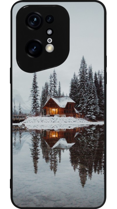 OPPO Find X5 Pro Case Hülle - Silikon schwarz Winter 25 Winter house forest afternoon
