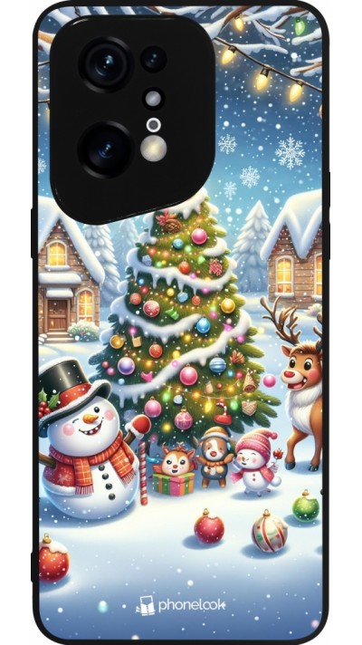 OPPO Find X5 Pro Case Hülle - Silikon schwarz Weihnachten 2023 Schneemann und Tannenbaum OPPO Find X5 Pro Case Hülle - Silikon schwarz Weihnachten 2023 Schneemann und Tannenbaum