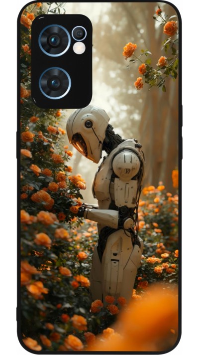 Coque OPPO Reno7 5G - Silicone rigide noir Astronaut flowers 2025